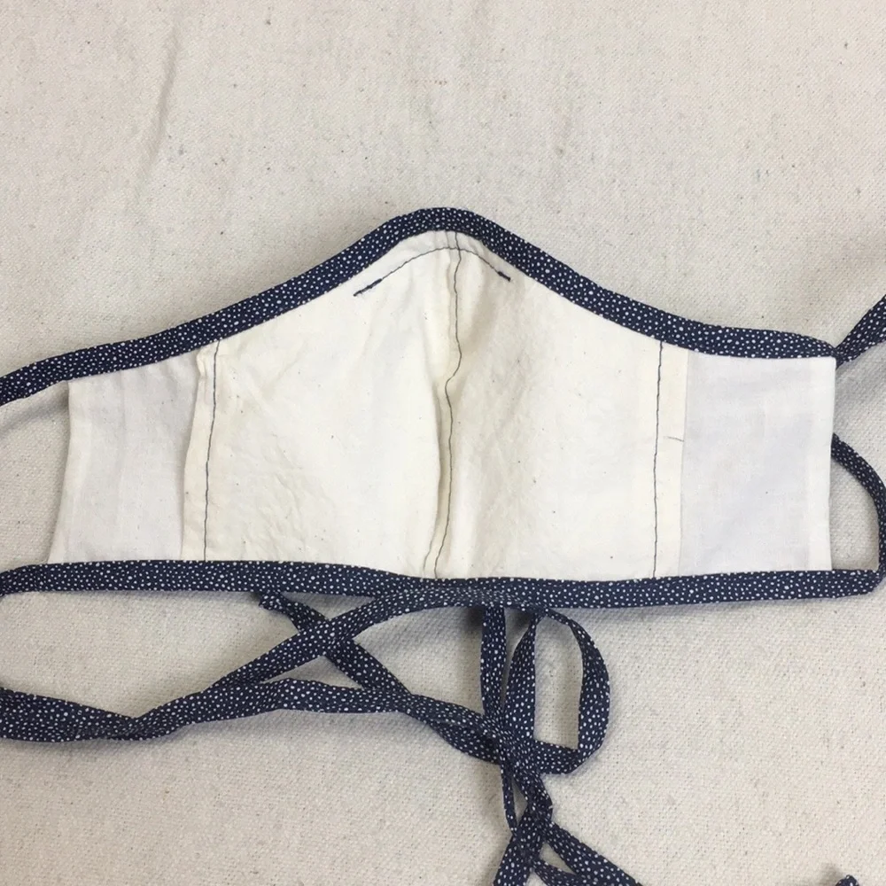 Red white and Blue 3 layer Cotton mask with ties
